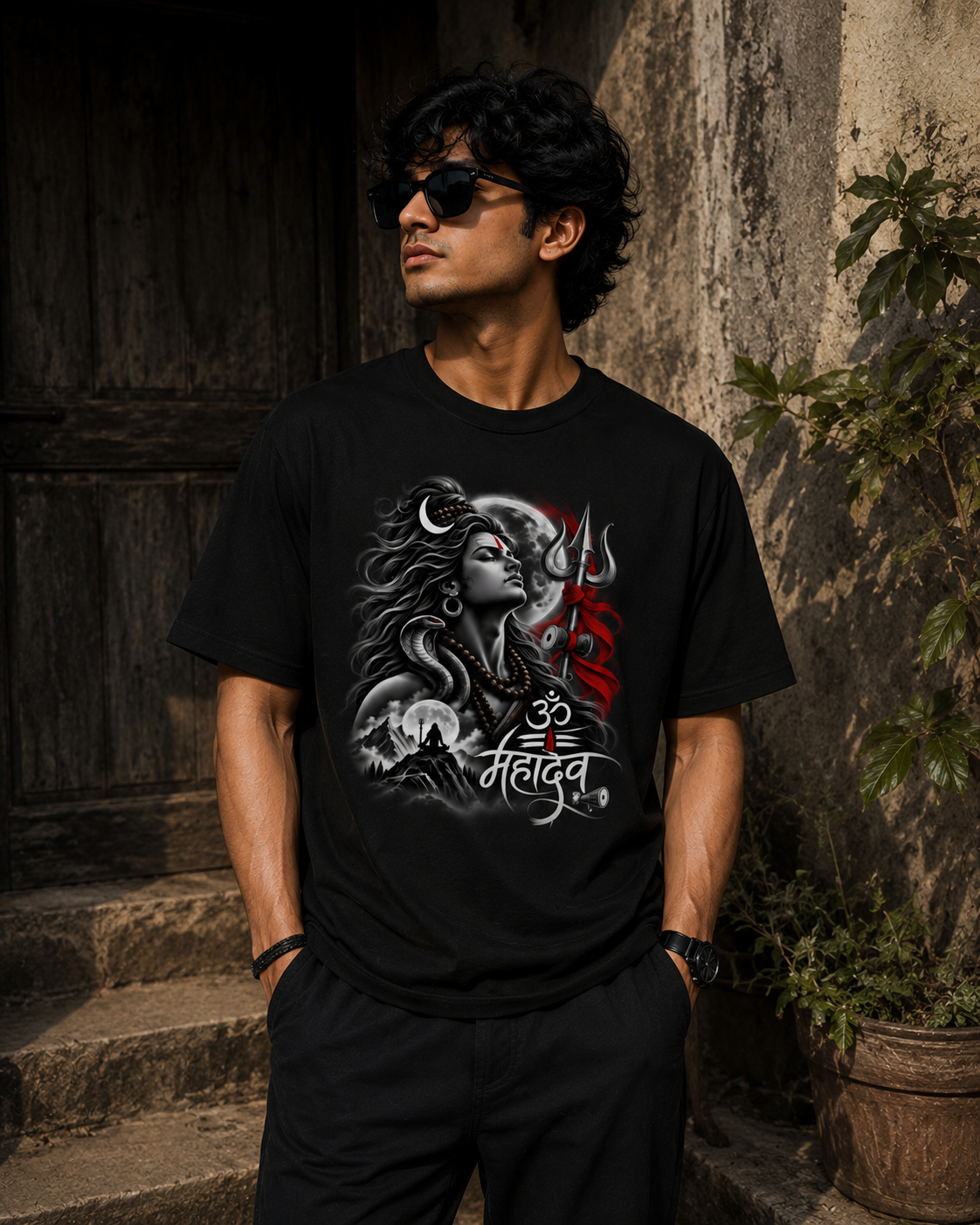 God shiv Premium Black T-shirt