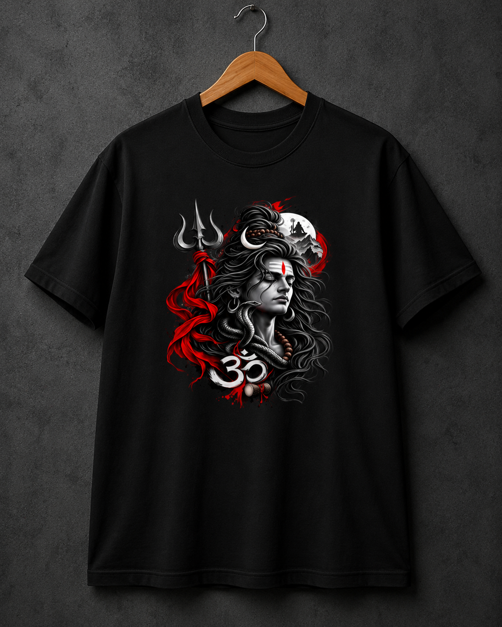 Mahadev Premium Black Crew T-Shirt