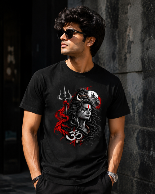 Mahadev Premium Black Crew T-Shirt
