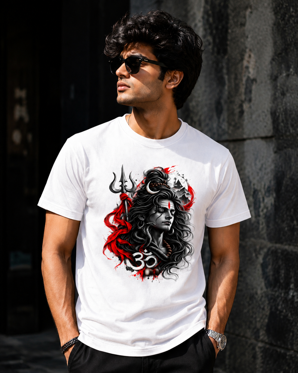 Mahadev Premium White Crew T-Shirt