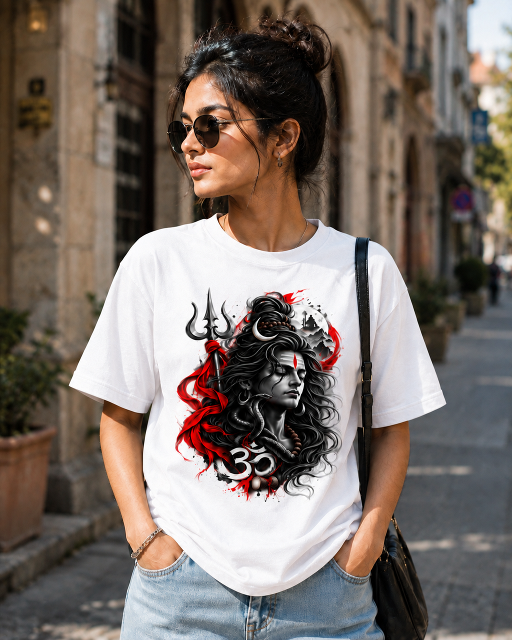 Mahadev Premium White Crew T-Shirt