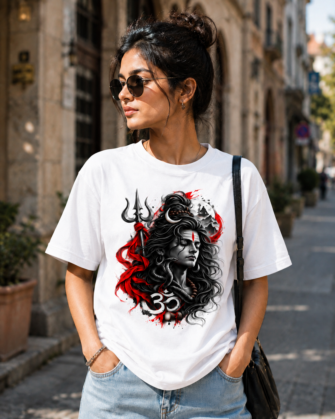 Mahadev Premium White Crew T-Shirt