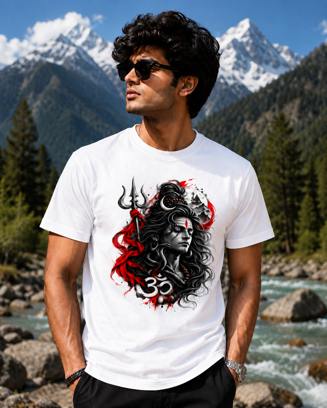 Mahadev Premium White Crew T-Shirt